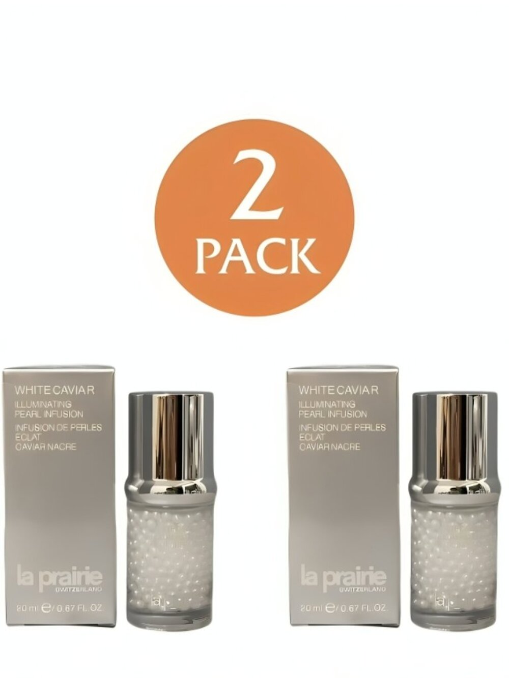 La Prairie White Caviar Pearl Infusion 20ml Brightening Serum Pack of 2